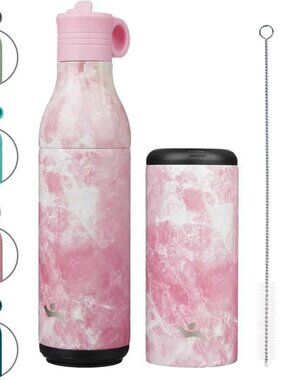 Swig Life 2-in-1 Water Bottle & Can Cooler - Pink Marble